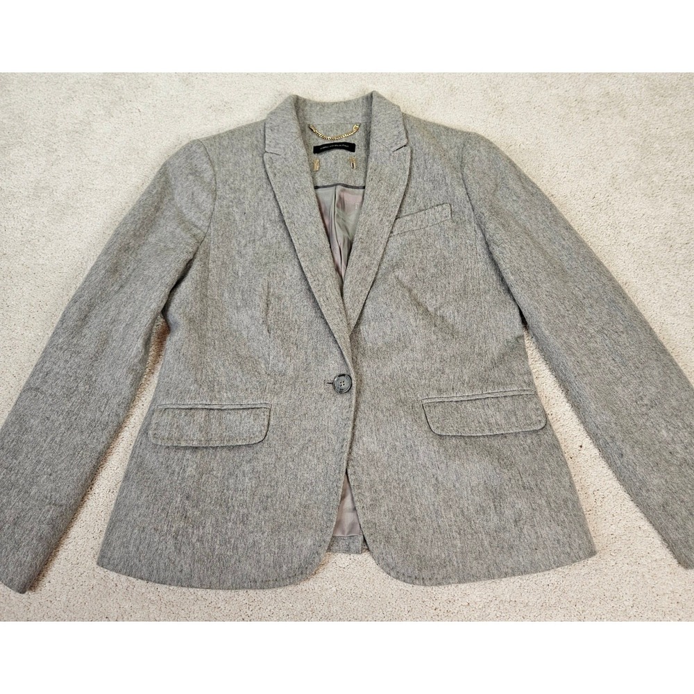 Women's Gray Talbots' Luxe Wool Cashmere Flannel Single-Button‎ Blazer Luxury